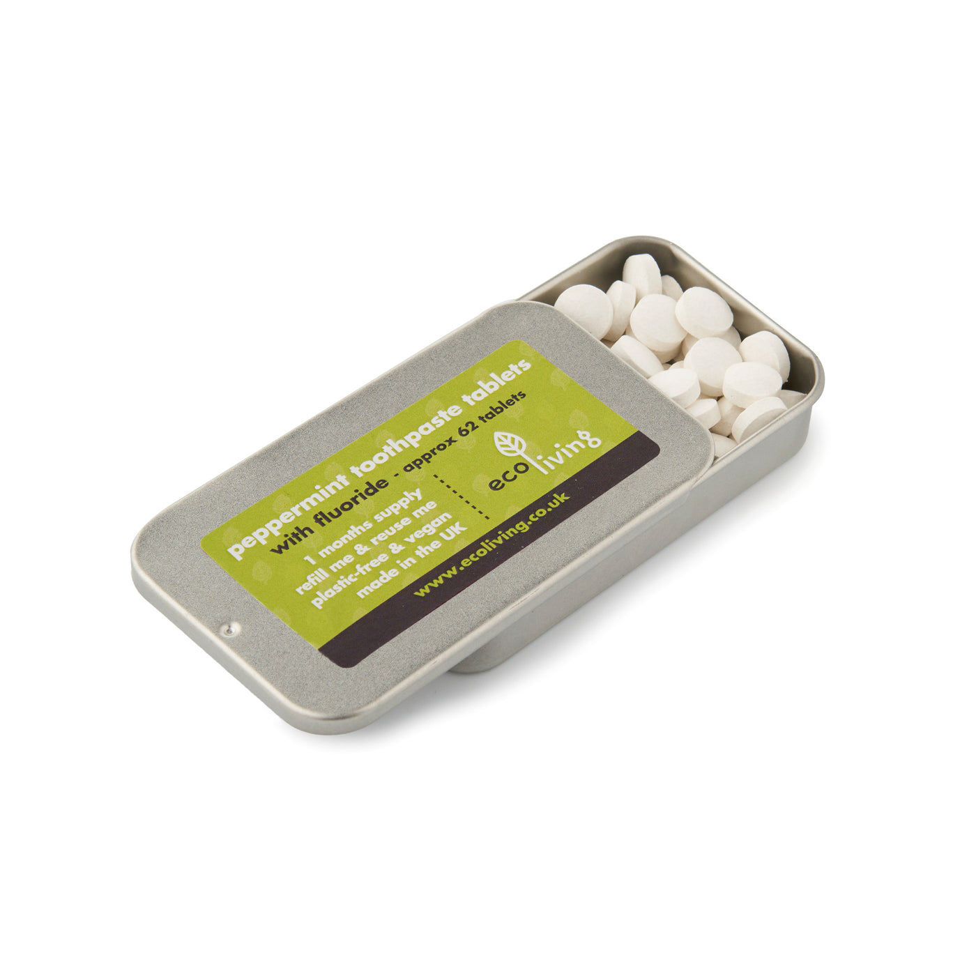 Ecoliving Toothpaste Tablets Tin - With Fluoride (VG)